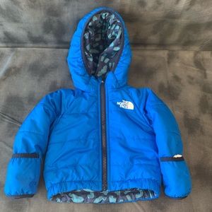 The North Face reversible Perrito jacket size 3-6 months, Hero Blue